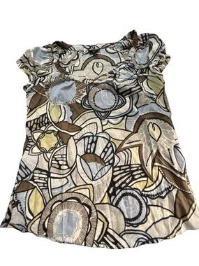 Retro Indie Y2K Boho Abstract Whimsigoth Floral Cap Sleeve Top Size S Lagenlook